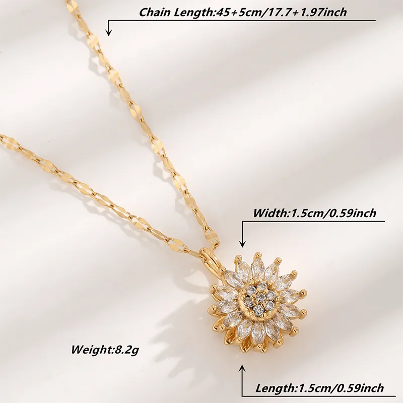 Copper 18K Gold Plated Glam Luxurious Simple Style Plating Inlay Flower Zircon Pendant Necklace