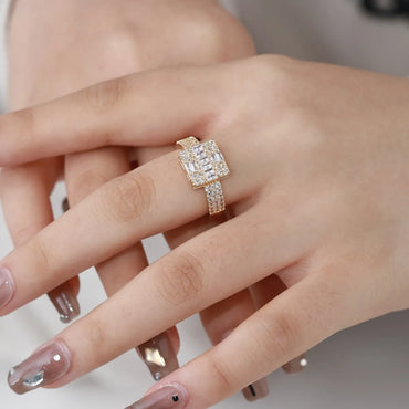 Glam Luxurious Simple Style Square Copper Plating Inlay Zircon White Gold Plated Gold Plated Rings