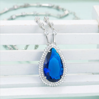 Glam Luxurious Water Droplets Copper Plating Inlay Zircon Pendant Necklace