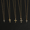 Glam Modern Style Shiny Cross Stainless Steel Copper Plating Inlay Zircon Gold Plated Pendant Necklace