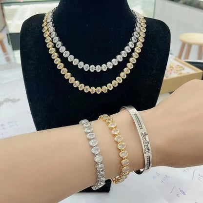 Glam Oval Zircon Metal Wholesale Bracelets Necklace