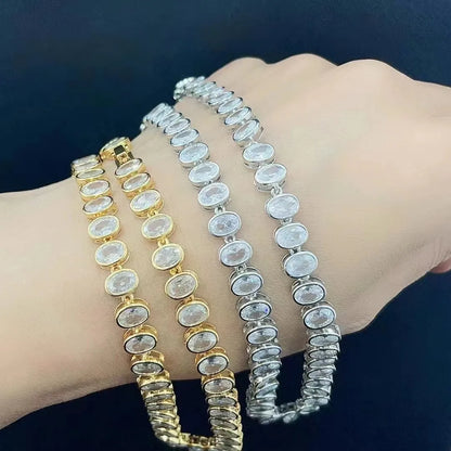 Glam Oval Zircon Metal Wholesale Bracelets Necklace