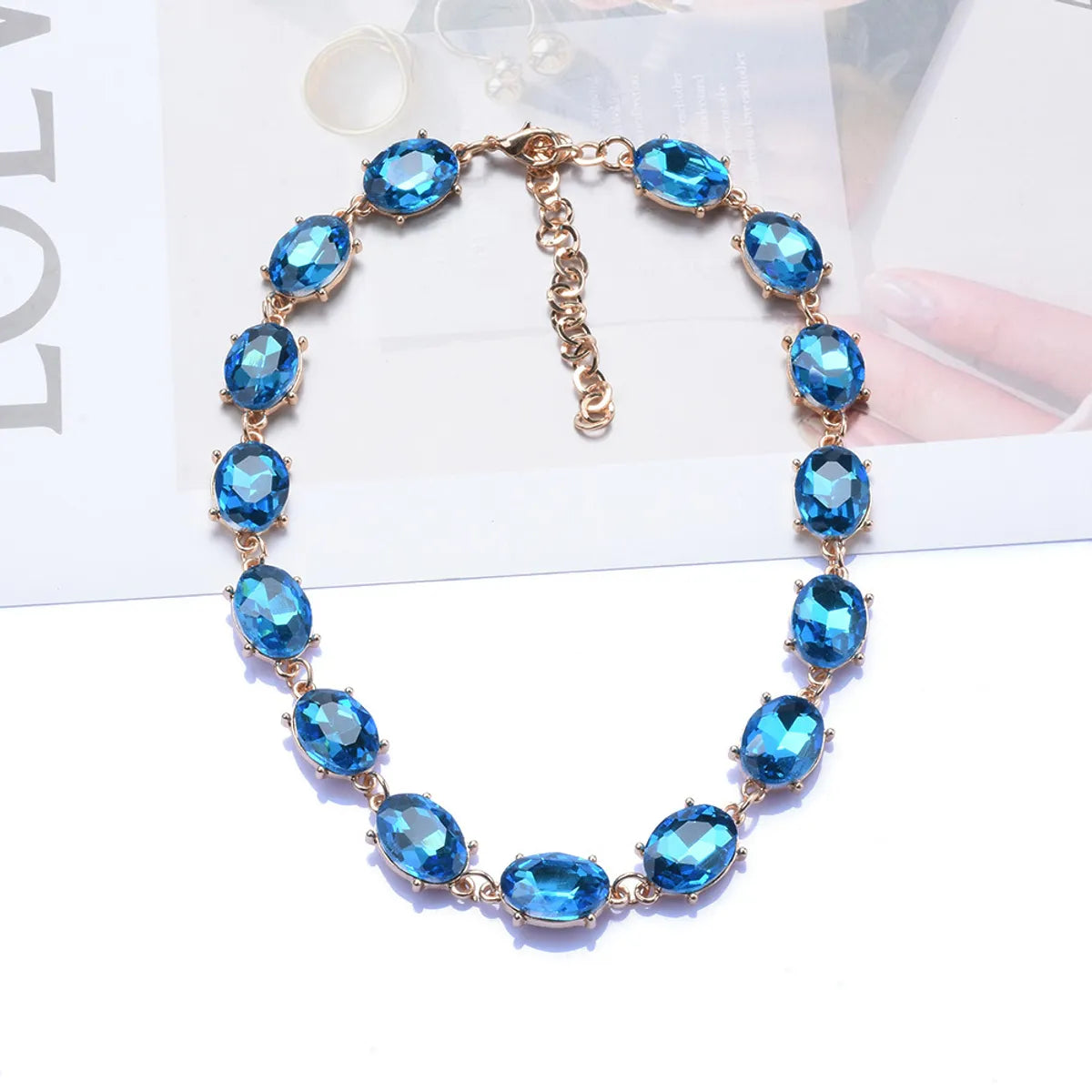 Glam Retro Oval Crystal Rhinestones Alloy Wholesale Bracelets Necklace