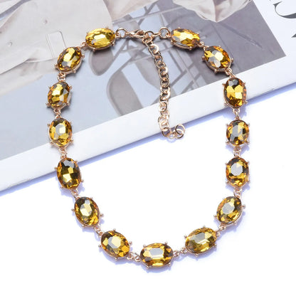 Glam Retro Oval Crystal Rhinestones Alloy Wholesale Bracelets Necklace