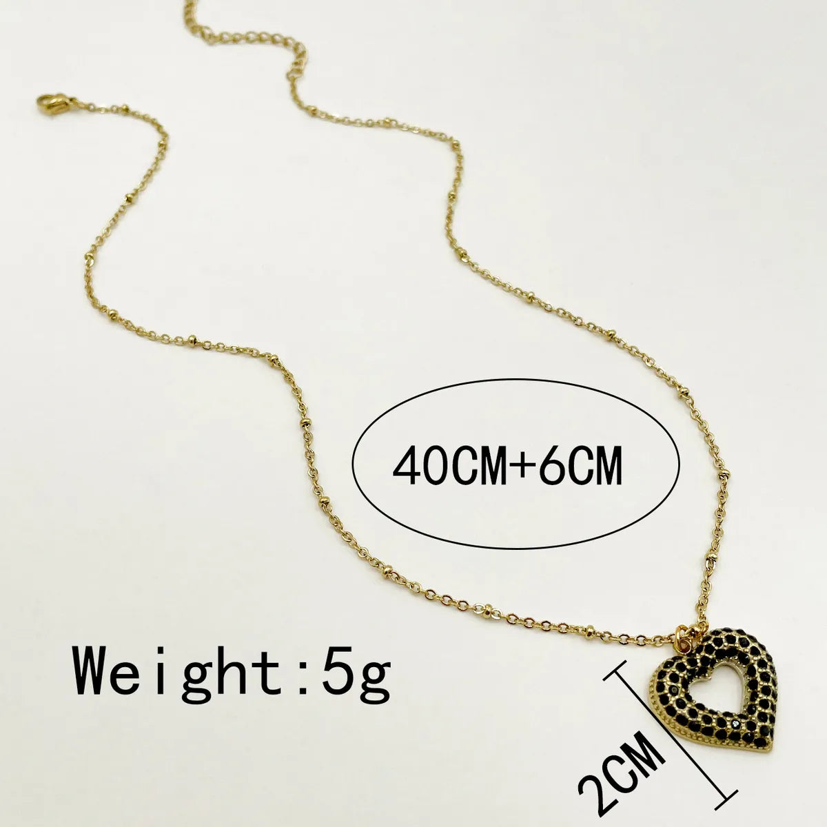 Glam Romantic Heart Shape Stainless Steel Plating Inlay Rhinestones Gold Plated Pendant Necklace