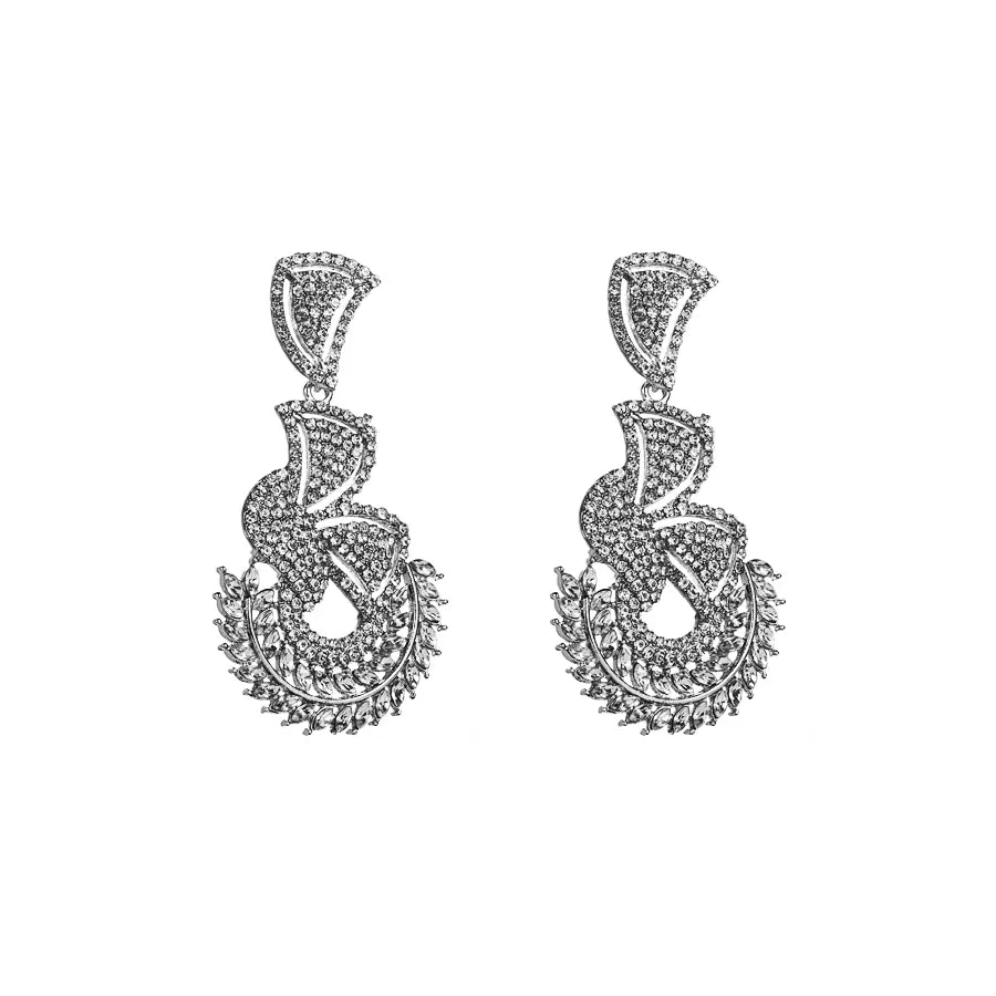 Glam Shiny Leaves Alloy Plating Inlay Rhinestones Glass Gold Plated Silver Plated Women'S Drop Earrings