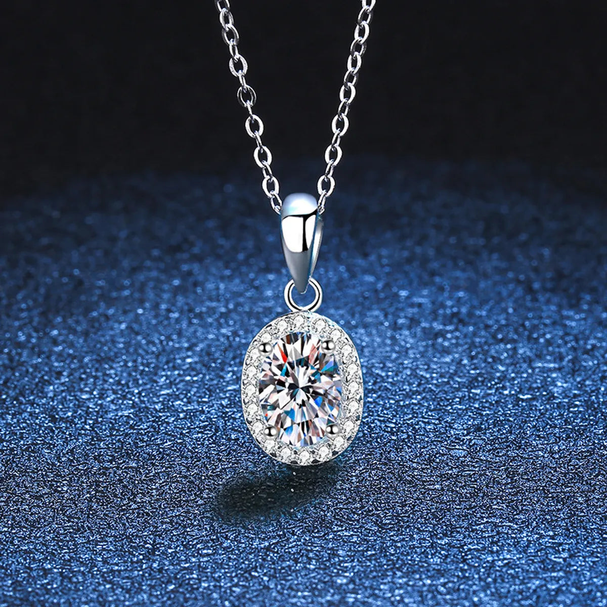 Glam Shiny Oval Sterling Silver Plating Inlay Zircon White Gold Plated Pendant Necklace