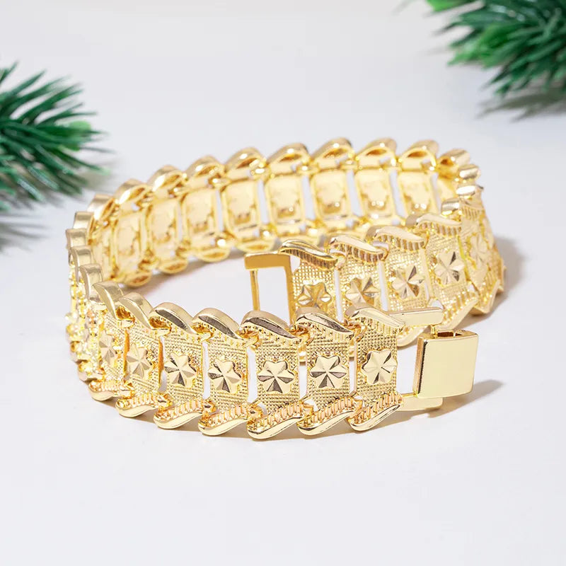 Glam Shiny Solid Color Alloy Buckle Men'S Bracelets