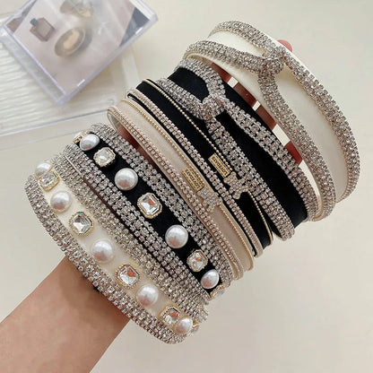 Glam Shiny U Shape Imitation Pearl Rhinestone Hair Band