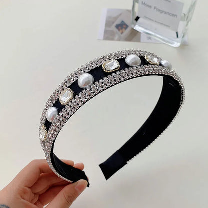 Glam Shiny U Shape Imitation Pearl Rhinestone Hair Band