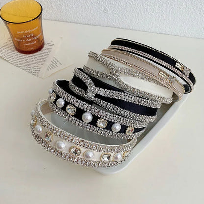 Glam Shiny U Shape Imitation Pearl Rhinestone Hair Band