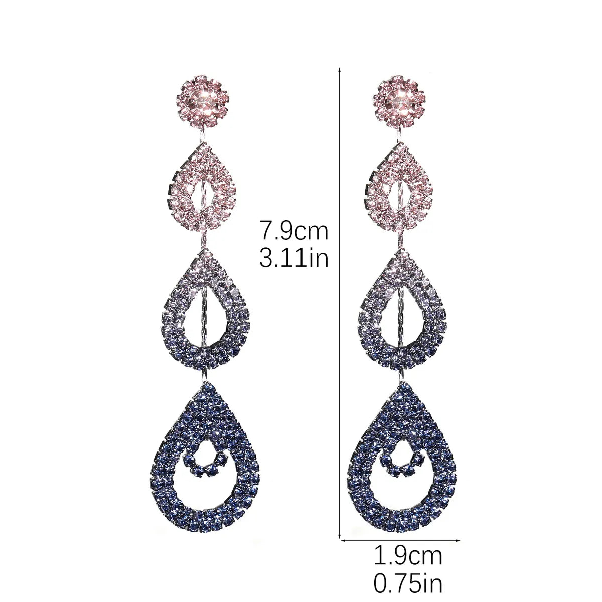 Glam Shiny Water Droplets Rhinestone Plating Hollow Out Inlay Rhinestones Silver Plated Women'S Drop Earrings