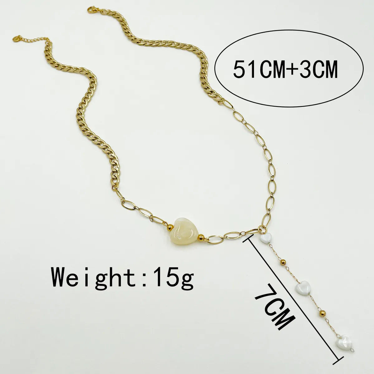 Glam Simple Style Artistic Heart Shape Stainless Steel Tassel Plating 14k Gold Plated Necklace