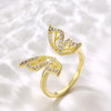 Copper K Gold Plated Rhodium Plated Glam Simple Style Inlay Butterfly Zircon Open Rings