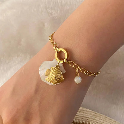 Glam Simple Style Commute Starfish Dolphin 304 Stainless Steel 18K Gold Plated Bracelets In Bulk