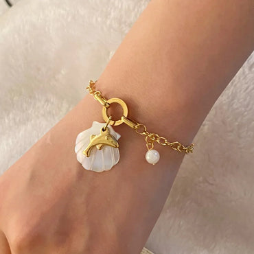 Glam Simple Style Commute Starfish Dolphin 304 Stainless Steel 18K Gold Plated Bracelets In Bulk