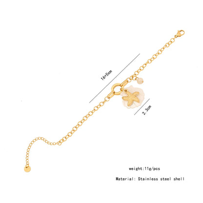 Glam Simple Style Commute Starfish Dolphin 304 Stainless Steel 18K Gold Plated Bracelets In Bulk