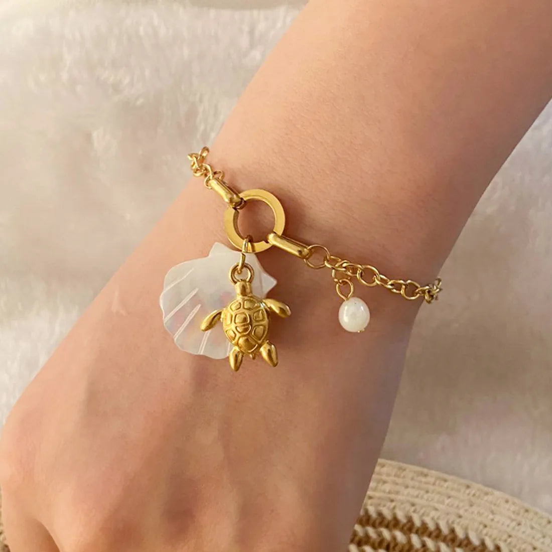 Glam Simple Style Commute Starfish Dolphin 304 Stainless Steel 18K Gold Plated Bracelets In Bulk