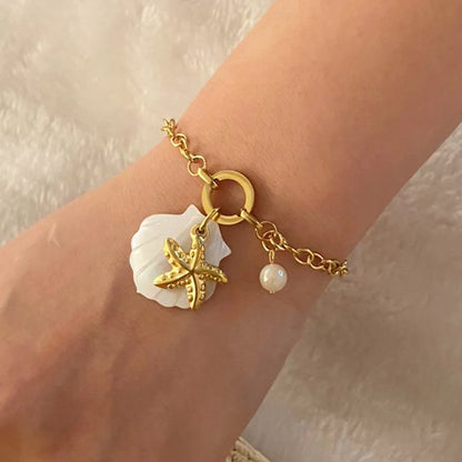 Glam Simple Style Commute Starfish Dolphin 304 Stainless Steel 18K Gold Plated Bracelets In Bulk