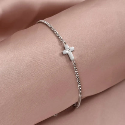 Glam Simple Style Cross Round Oval Stainless Steel Inlay Zircon Bracelets