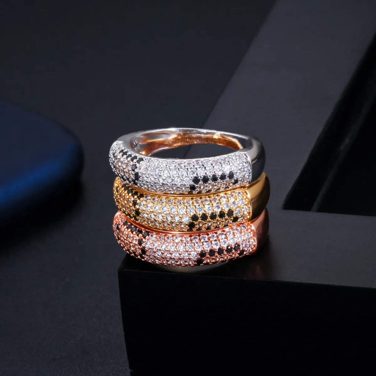 Glam Simple Style Geometric Copper Plating Inlay Zircon 14k Gold Plated Gold Plated Rhodium Plated Rings