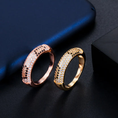 Glam Simple Style Geometric Copper Plating Inlay Zircon 14k Gold Plated Gold Plated Rhodium Plated Rings