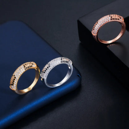 Glam Simple Style Geometric Copper Plating Inlay Zircon 14k Gold Plated Gold Plated Rhodium Plated Rings