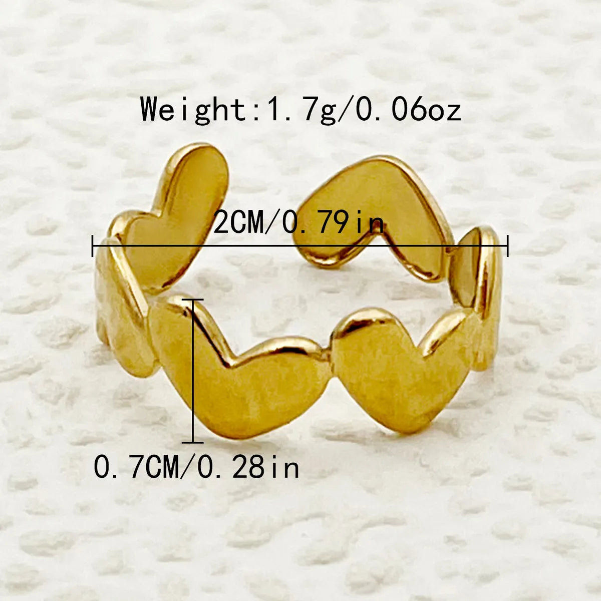 Glam Simple Style Heart Shape Stainless Steel Plating Gold Plated Rings