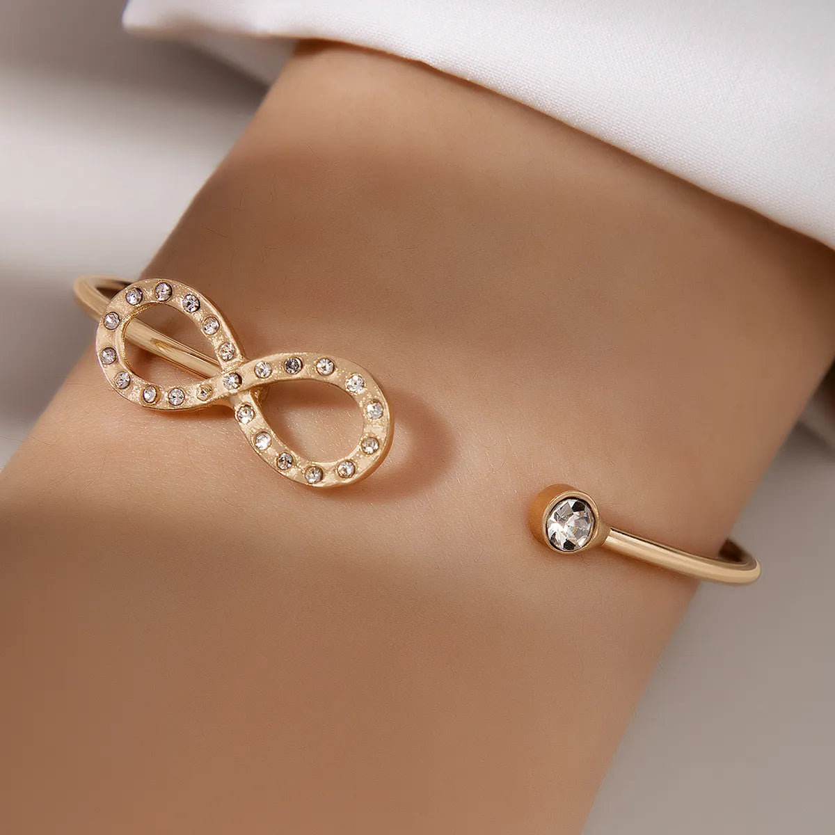 Glam Simple Style Number Alloy Inlay Artificial Crystal Women's Bangle