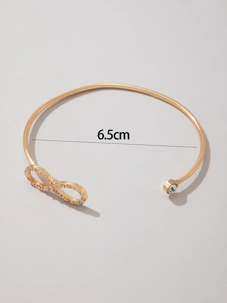 Glam Simple Style Number Alloy Inlay Artificial Crystal Women's Bangle