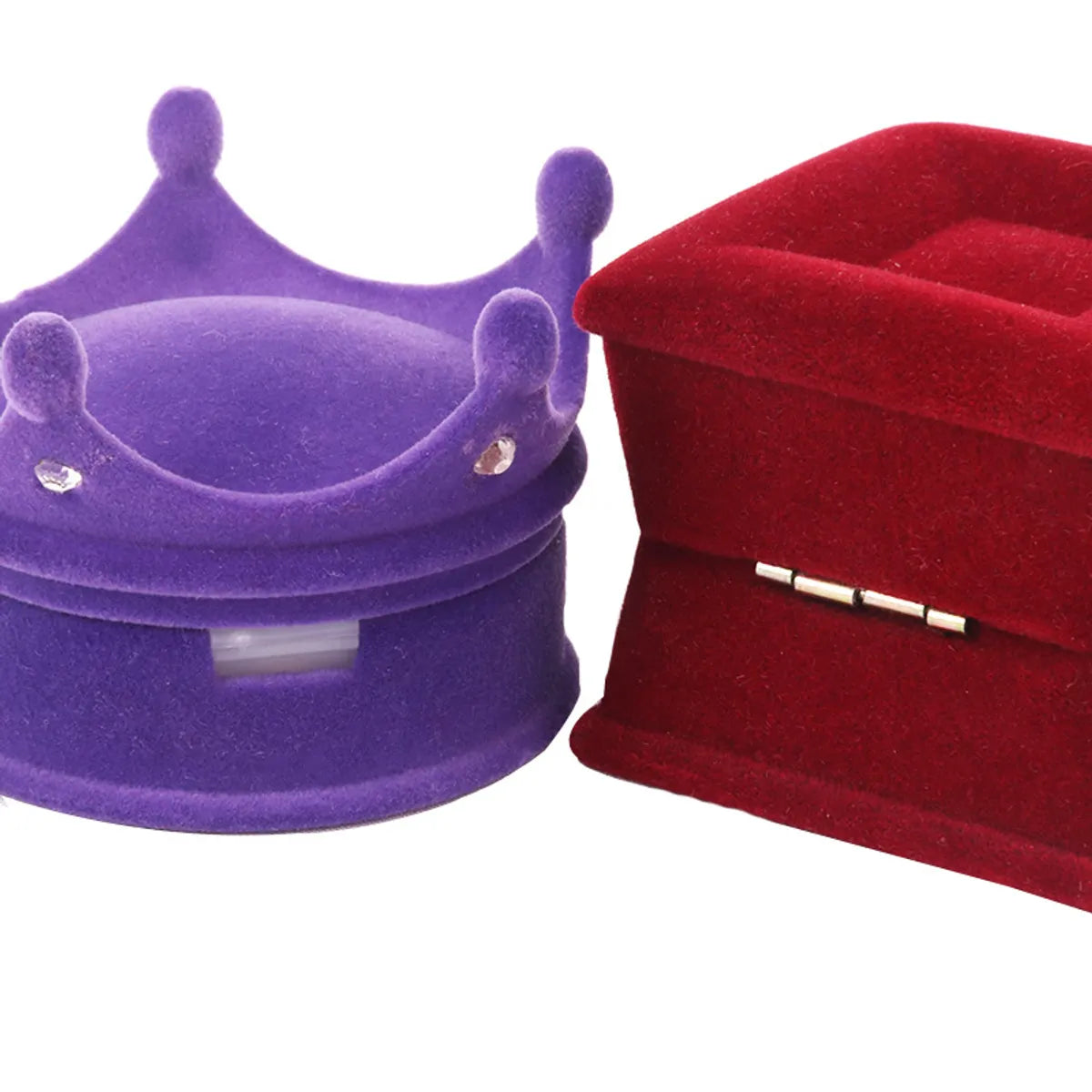 Glam Solid Color Flocking Jewelry Boxes