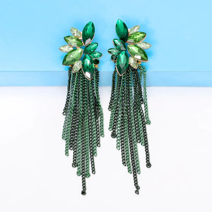 Glam Tassel Alloy Inlay Glass Stone Women's Drop Earrings