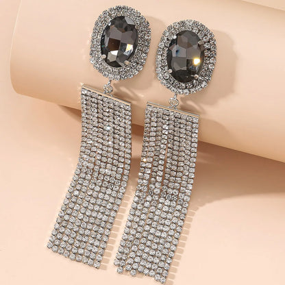 Glam Tassel Alloy Inlay Rhinestones Women's Dangling Earrings