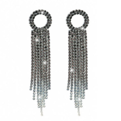 Glam Tassel Alloy Inlay Rhinestones Women's Drop Earrings