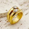 Glam Vintage Style Geometric Stainless Steel Plating Inlay Zircon Gold Plated Rings