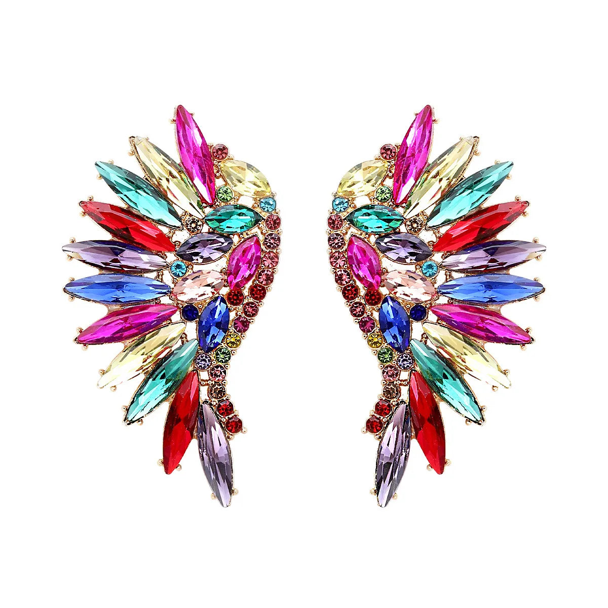 Glam Wings Alloy Inlay Rhinestones Women's Ear Studs 1 Pair