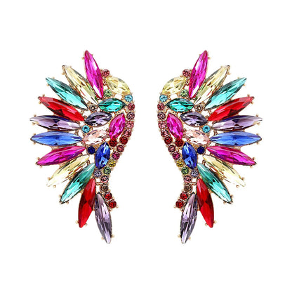 Glam Wings Alloy Inlay Rhinestones Women's Ear Studs 1 Pair