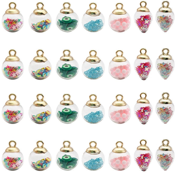 Glass Ball And Fivepointed Star Diy Jewelry Accessories Pendants With Glaze Treatment