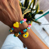 Glass Bracelet Geometric Pattern Evil Eye Shell Love Star Starfish Multipendant Electroplating