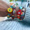 Glass Bracelet Geometric Pattern Evil Eye Shell Love Star Starfish Multipendant Electroplating