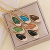 Glass Full Diamond Zircon Water Drop Pendant Necklace For Female Metal Material Drop Shape Design