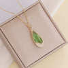 Glass Full Diamond Zircon Water Drop Pendant Necklace For Female Metal Material Drop Shape Design