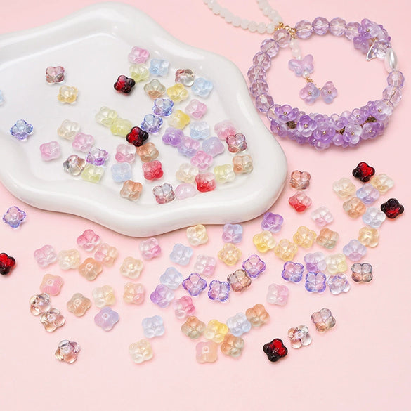 Glass Glaze Gradient Fat Osmanthus Beads Torus Loose Beads Diy Handmade Beaded Material For Bracelet Necklace Accessories