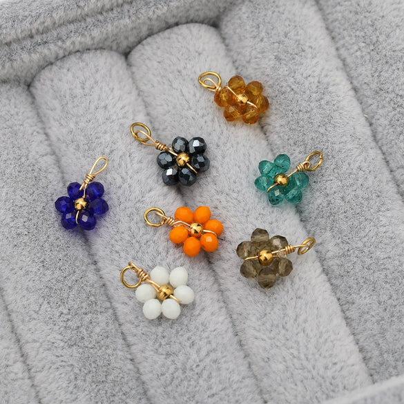 Glass Glaze Plant Flower Inlay Pendant Jewelry Accessories