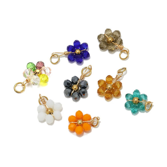 Glass Glaze Plant Flower Inlay Pendant Jewelry Accessories