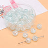 Glass Glaze Round Beads Handmade Diy Bracelet Necklace Accessories With Floral Vignetting Blue Powder