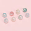 Glass Glaze Round Beads Handmade Diy Bracelet Necklace Accessories With Floral Vignetting Blue Powder