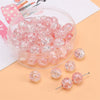 Glass Glaze Round Beads Handmade Diy Bracelet Necklace Accessories With Floral Vignetting Blue Powder