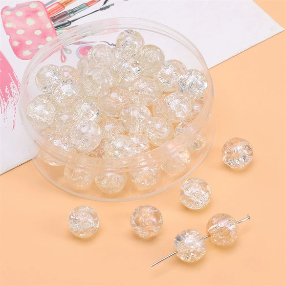 Glass Glaze Round Beads Handmade Diy Bracelet Necklace Accessories With Floral Vignetting Blue Powder