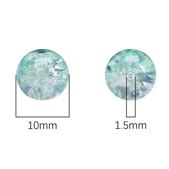 Glass Glaze Round Beads Handmade Diy Bracelet Necklace Accessories With Floral Vignetting Blue Powder